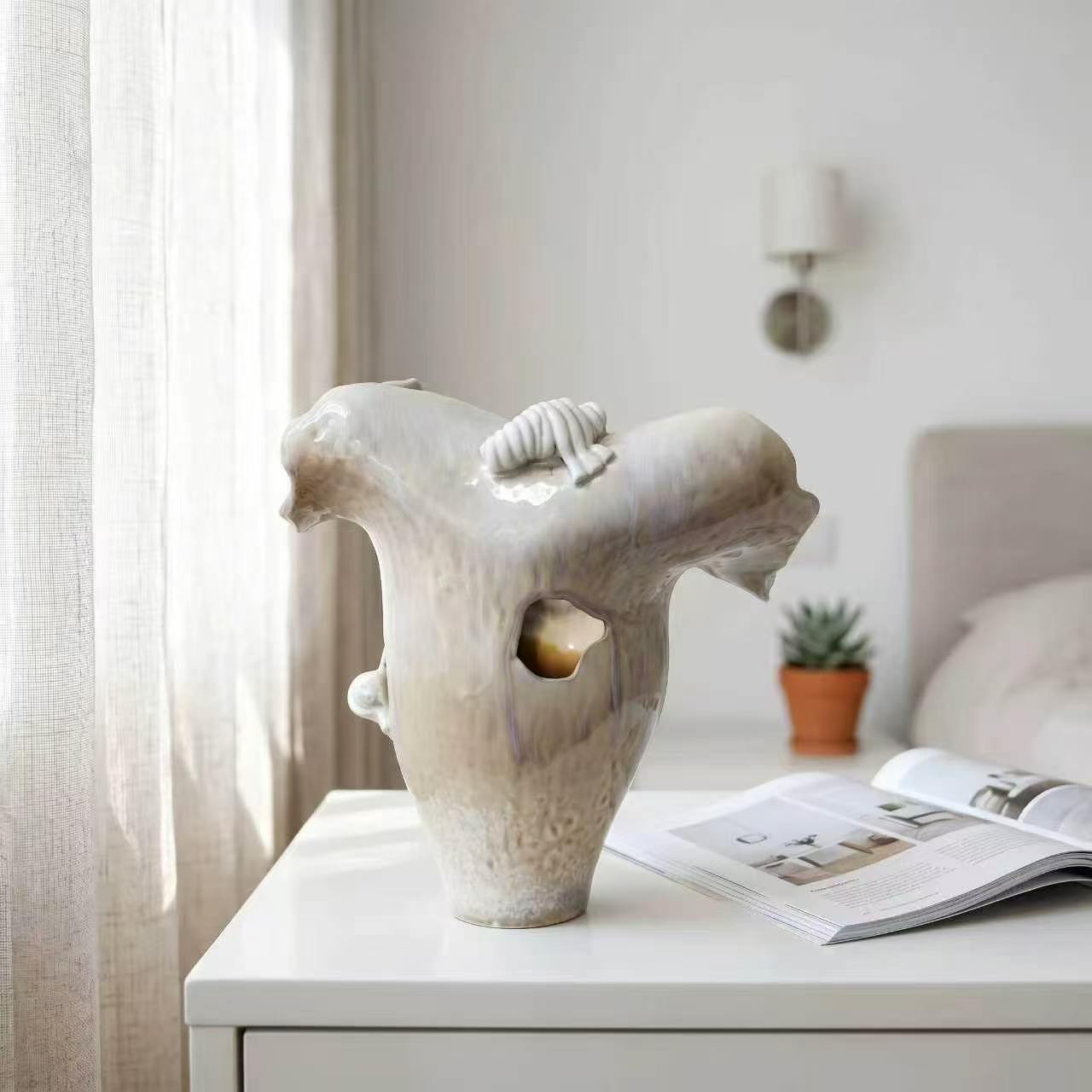 Abstract sculptural vase, stone