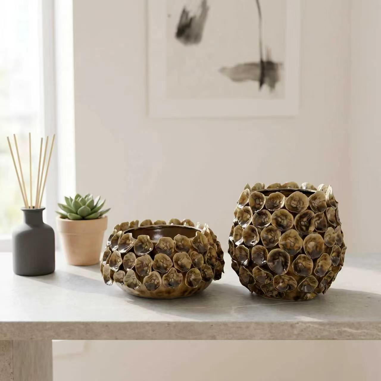 Pod bowl pair, bronze
